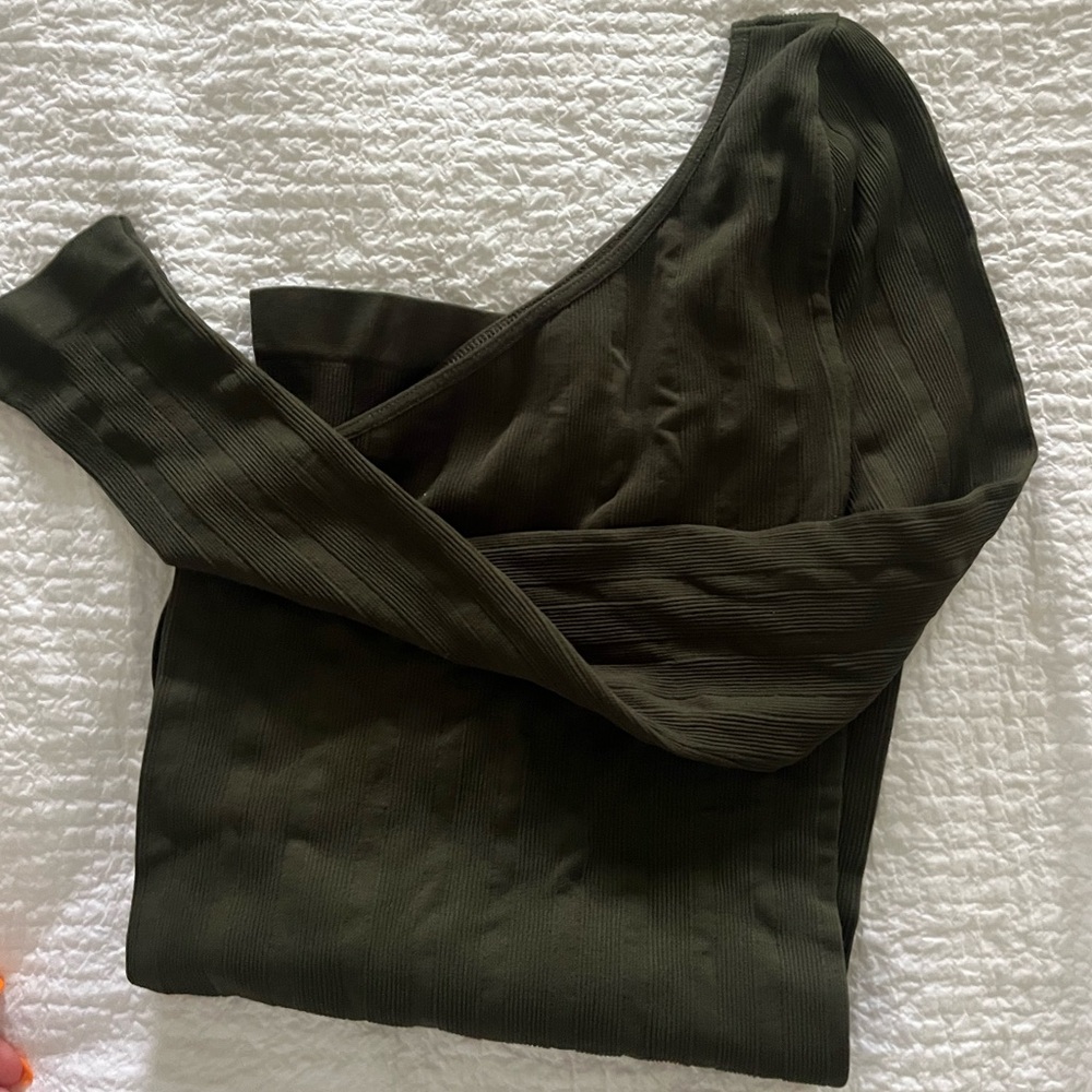 Free People Olive Green Asymmetrical Top